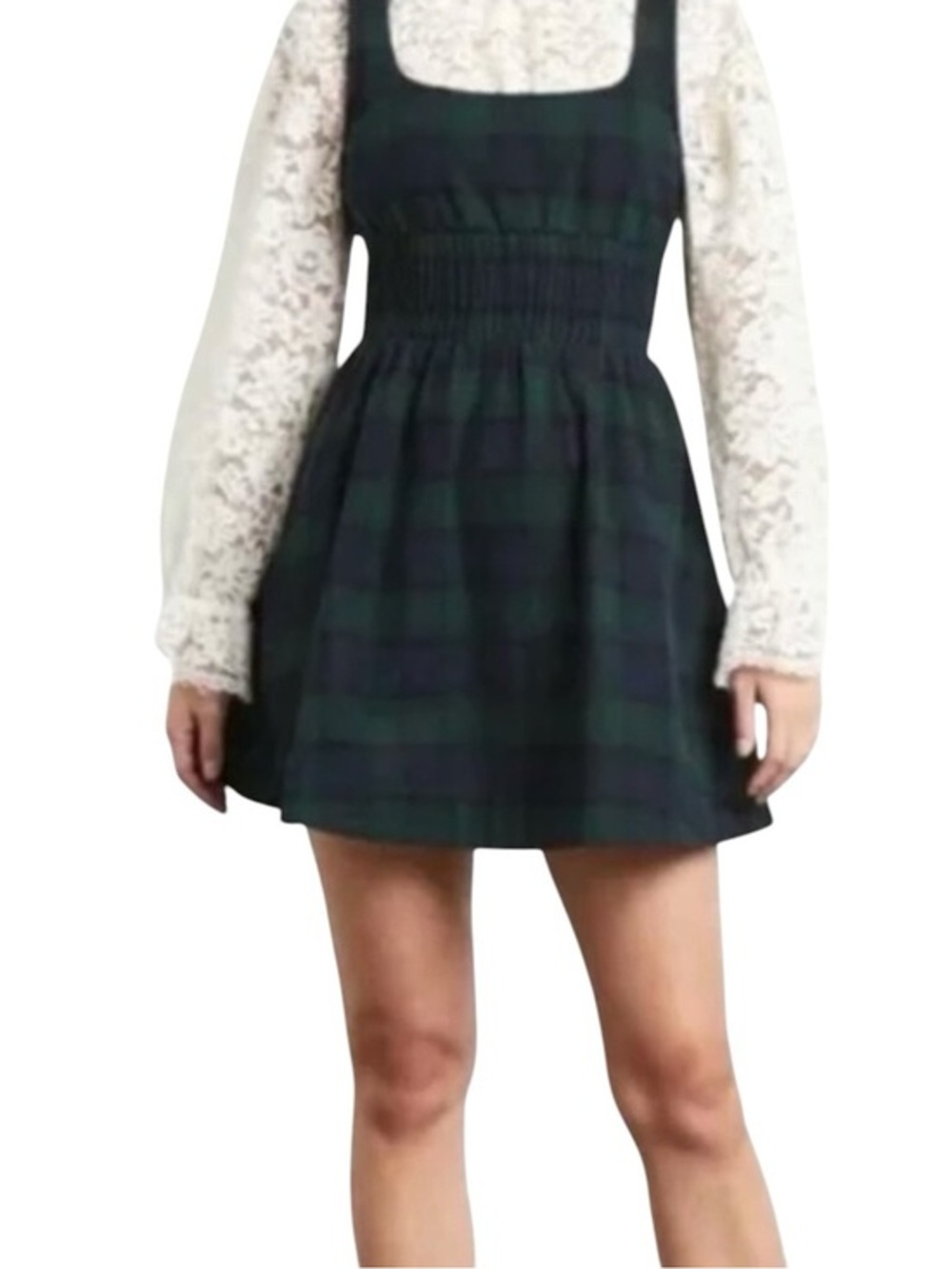 Hill House Home Cher Nap Dress Black Watch Tartan Plaid Cotton Smocked S